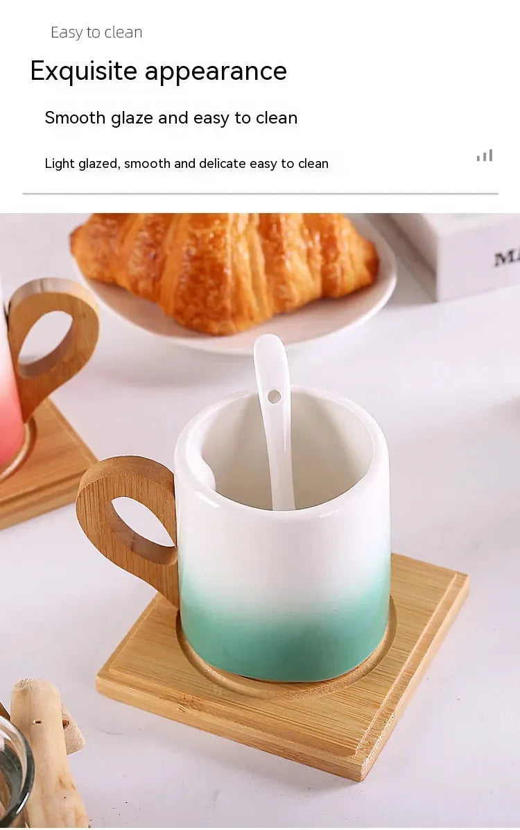 European Creative Bamboo Handle Cup Good-looking Gift Breakfast Milk Coffee Cup - Bellarte Enchanté European Creative Bamboo Handle Cup Good-looking Gift Breakfast Milk Coffee Cup