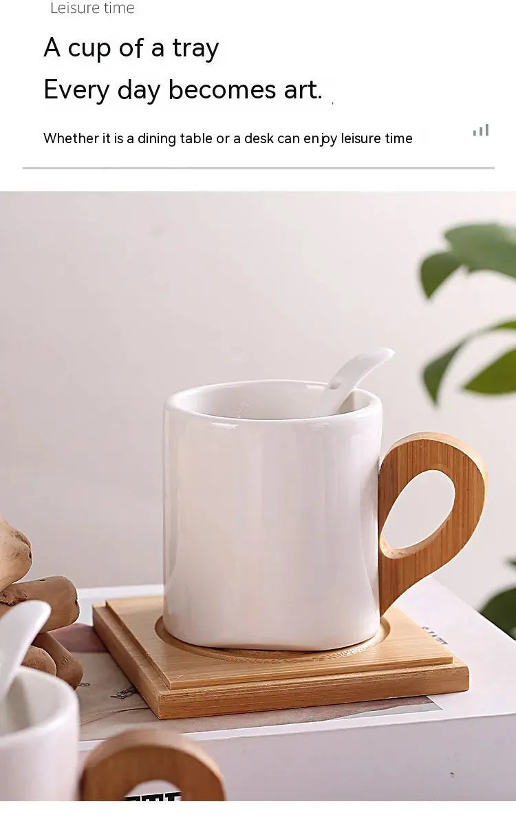 European Creative Bamboo Handle Cup Good-looking Gift Breakfast Milk Coffee Cup - Bellarte Enchanté European Creative Bamboo Handle Cup Good-looking Gift Breakfast Milk Coffee Cup