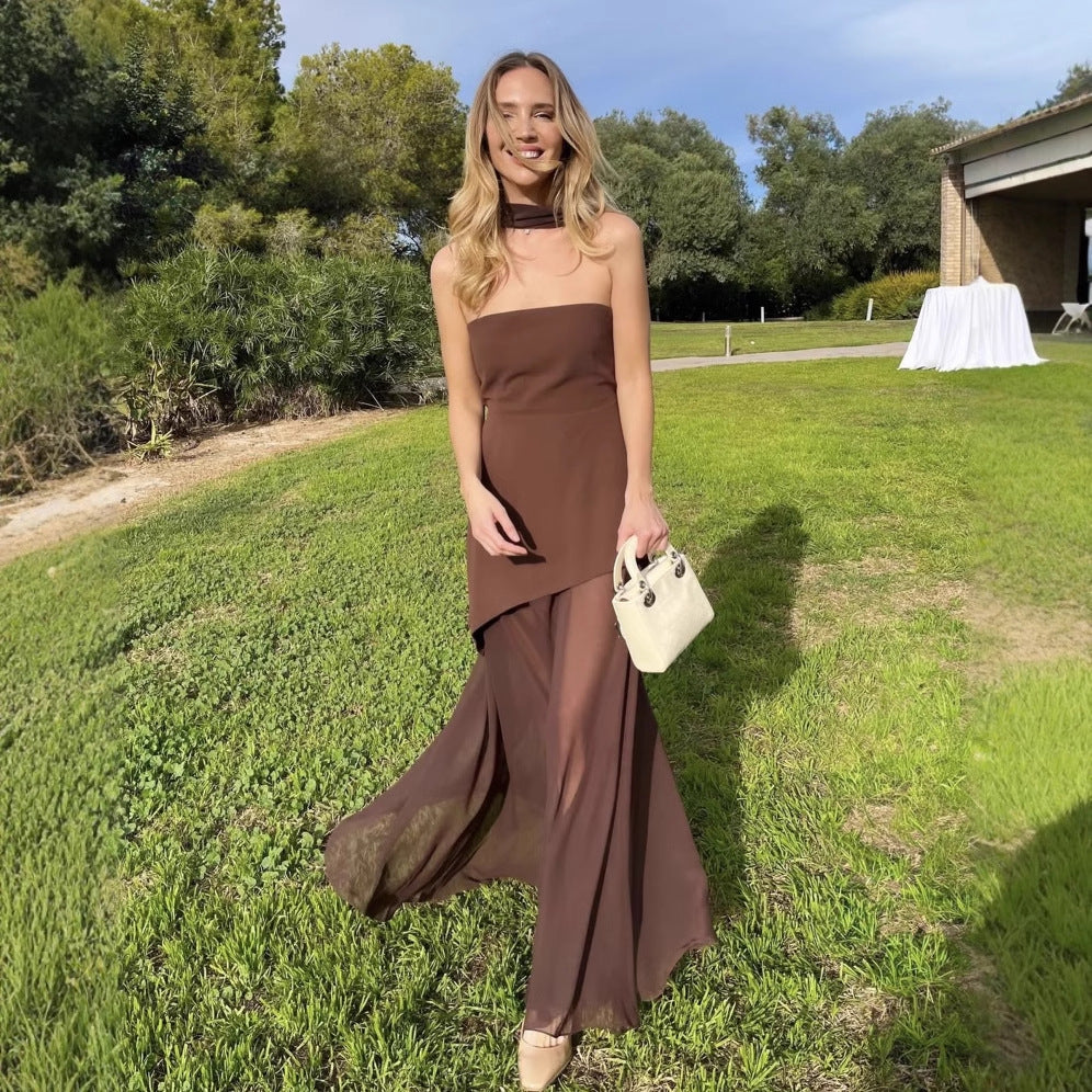Off-Shoulder Tube Top Maxi Dress - Elegant Sleeveless Design