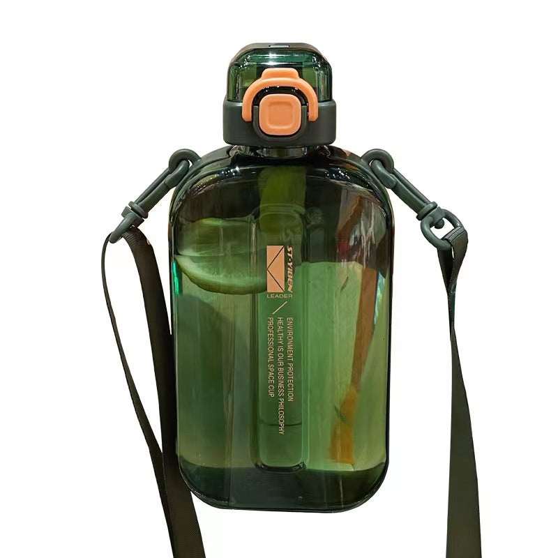 Sports Large Capacity Portable Lanyard Strap Plastic Square Kettle