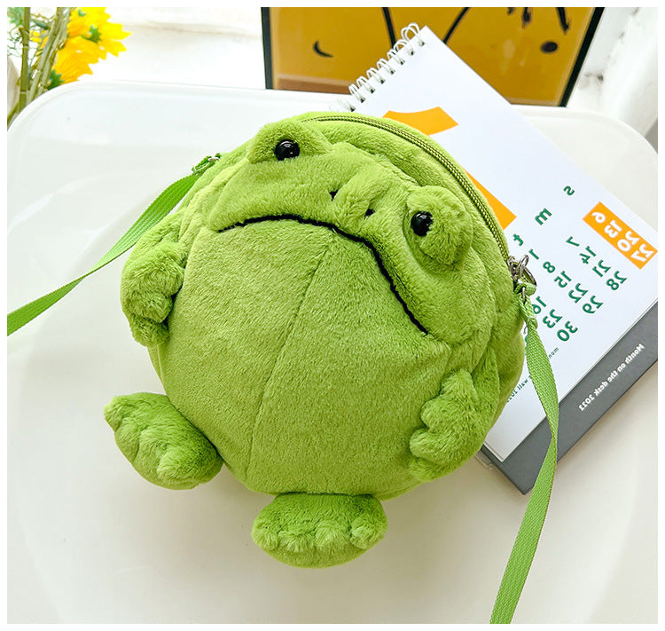 Cute And Ugly Frog-shaped Wallet Plush Doll Crossbody Bag