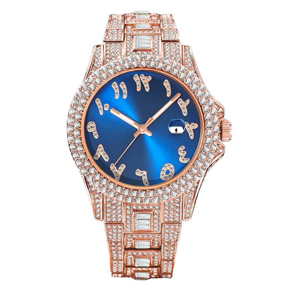 American Full Diamond Business Men's Women Waterproof Quartz Watch