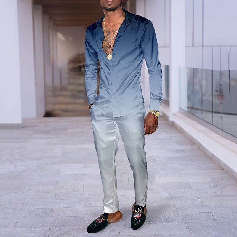 Hip Hop Style Fashion 3D Printing Casual Long Sleeve Shirt Suit