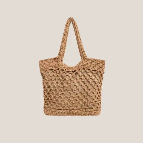 Fishnet Straw Bag Female Woven Tote - Bellarte Enchanté Fishnet Straw Bag Female Woven Tote