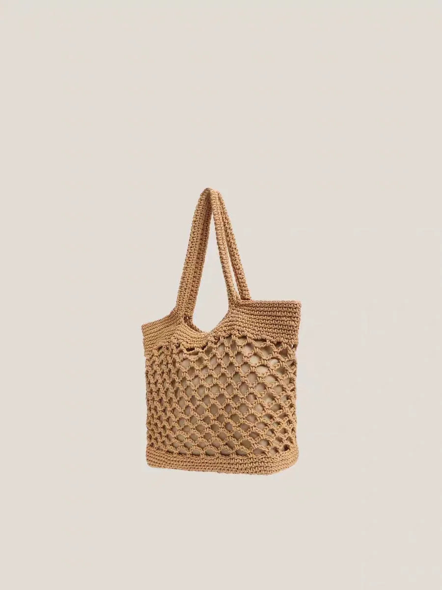 Fishnet Straw Bag Female Woven Tote - Bellarte Enchanté Fishnet Straw Bag Female Woven Tote