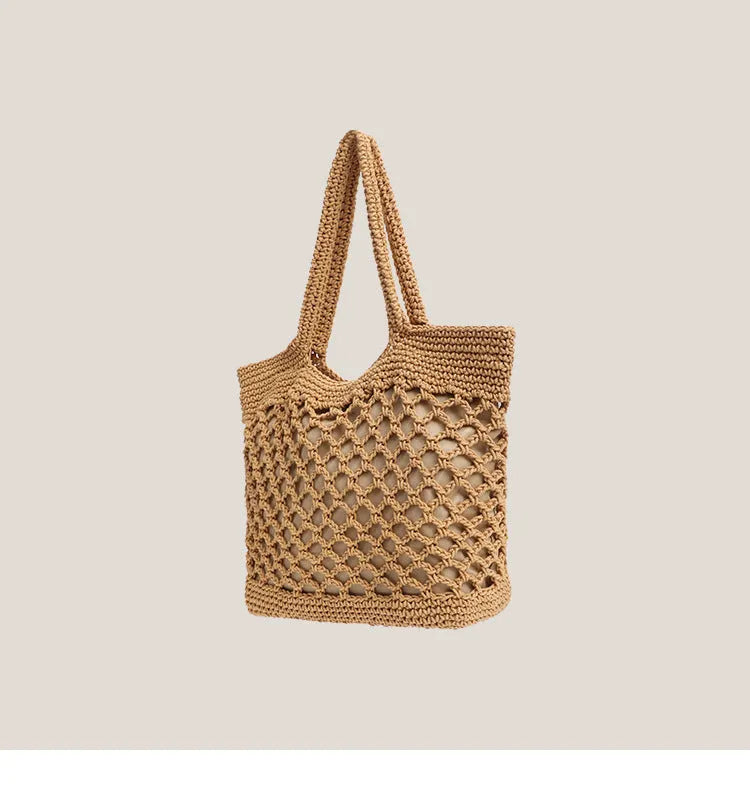 Fishnet Straw Bag Female Woven Tote - Bellarte Enchanté Fishnet Straw Bag Female Woven Tote