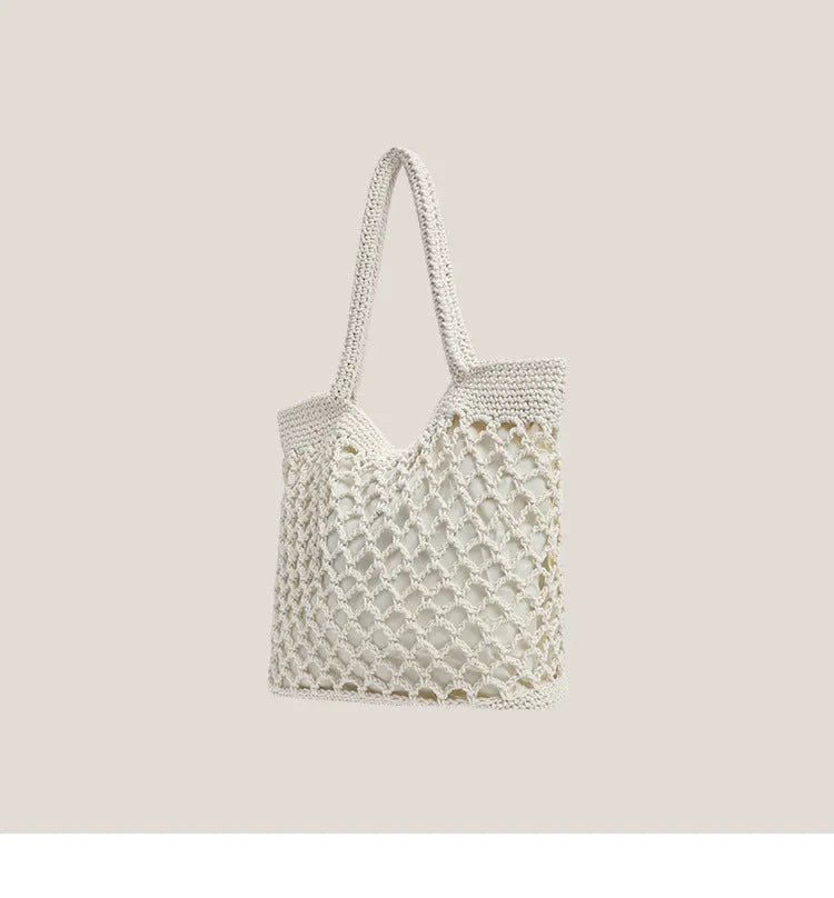 Fishnet Straw Bag Female Woven Tote - Bellarte Enchanté Fishnet Straw Bag Female Woven Tote