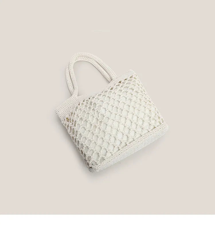 Fishnet Straw Bag Female Woven Tote - Bellarte Enchanté Fishnet Straw Bag Female Woven Tote