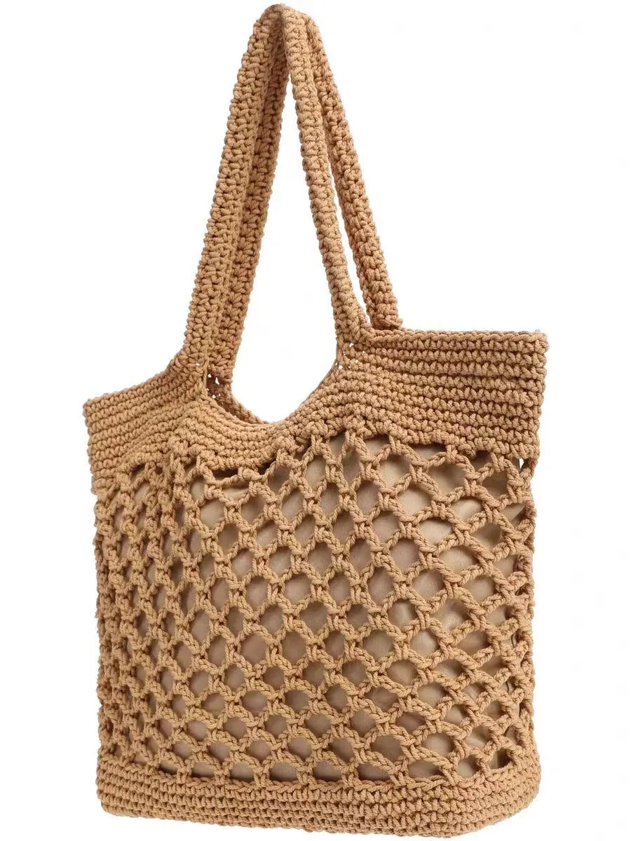 Fishnet Straw Bag Female Woven Tote - Bellarte Enchanté Fishnet Straw Bag Female Woven Tote