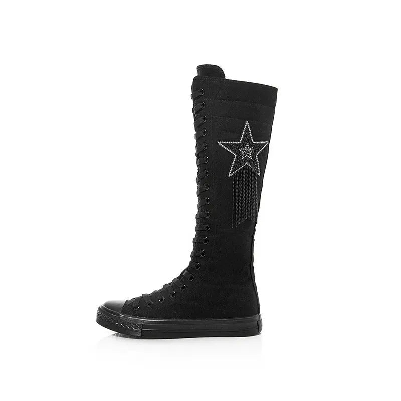Five Pointed Star Canvas Boots - Bellarte Enchanté Five Pointed Star Canvas Boots