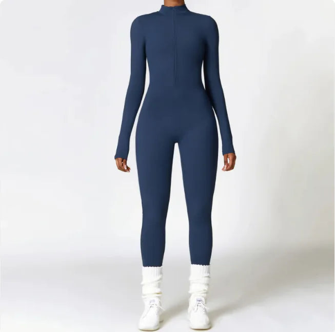 Flex Fit Women's Warm Zippered Yoga Bodysuit - Bellarte Enchanté Flex Fit Women's Warm Zippered Yoga Bodysuit