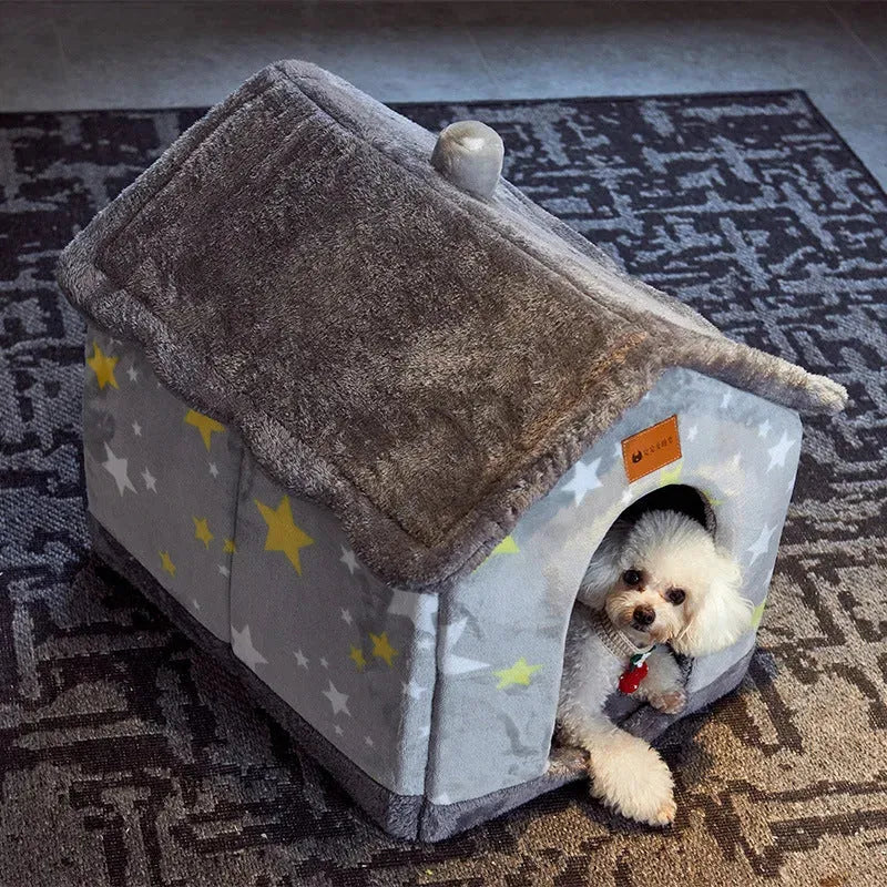 Foldable Dog House Pet Cat Bed Winter Dog Villa Sleep Kennel Removable Nest Warm Enclosed Cave Sofa Pets Supplies - Bellarte Enchanté Foldable Dog House Pet Cat Bed Winter Dog Villa Sleep Kennel Removable Nest Warm Enclosed Cave Sofa Pets Supplies