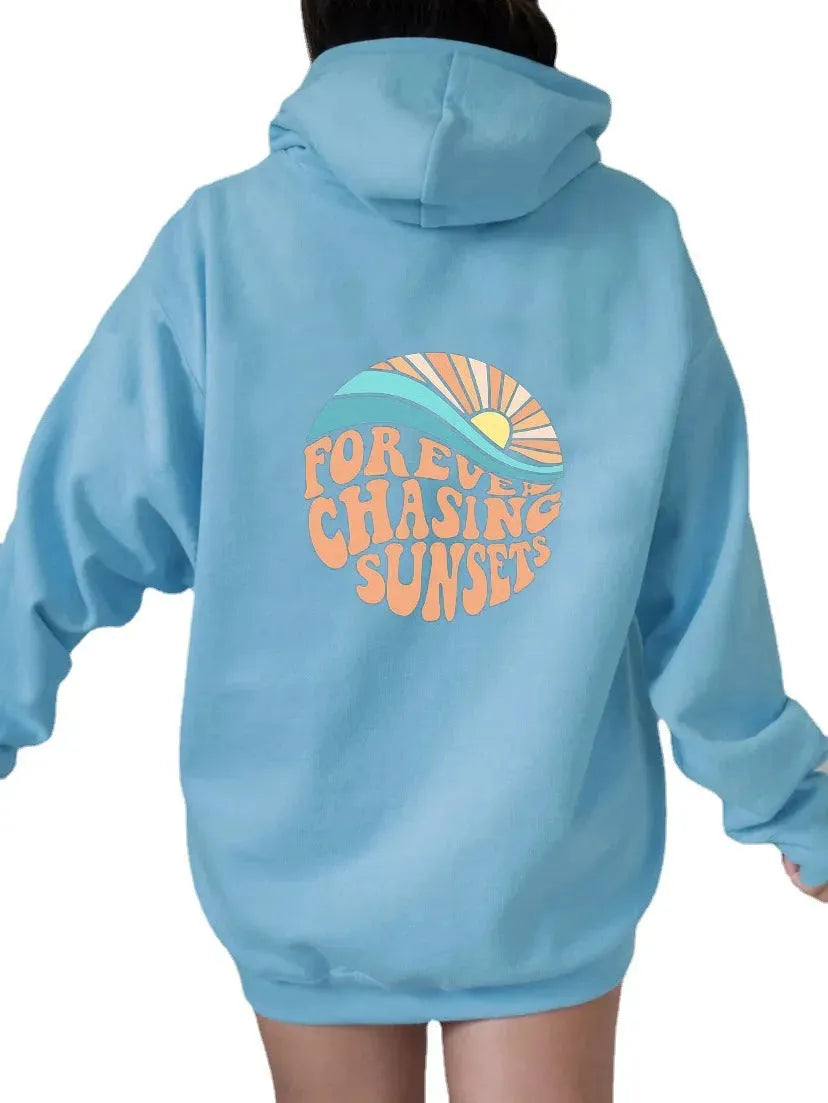 For ever Sunset Pocket Drawstring Hoodie - Bellarte Enchanté For ever Sunset Pocket Drawstring Hoodie