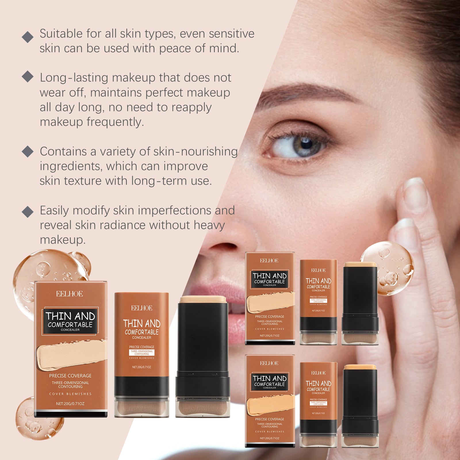 Foundation Stick With Brush,Makeup Foundation Concealer, Concealer Makeup Foundation Full Coverage ,milk Makeup Foundation ,Concealer Full Coverage - Bellarte Enchanté Foundation Stick With Brush,Makeup Foundation Concealer, Concealer Makeup Foundation Full Coverage ,milk Makeup Foundation ,Concealer Full Coverage