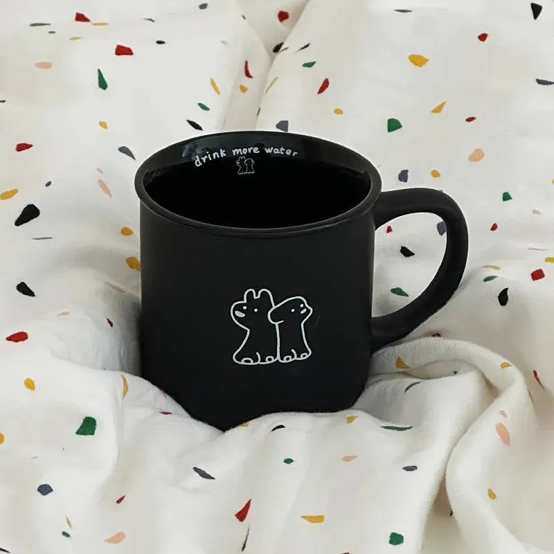 Frosted Small Black Cup Puppy Mug - Bellarte Enchanté Frosted Small Black Cup Puppy Mug