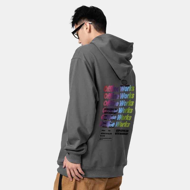 Gradient Letters Printed Hoodie Men - Bellarte Enchanté Gradient Letters Printed Hoodie Men