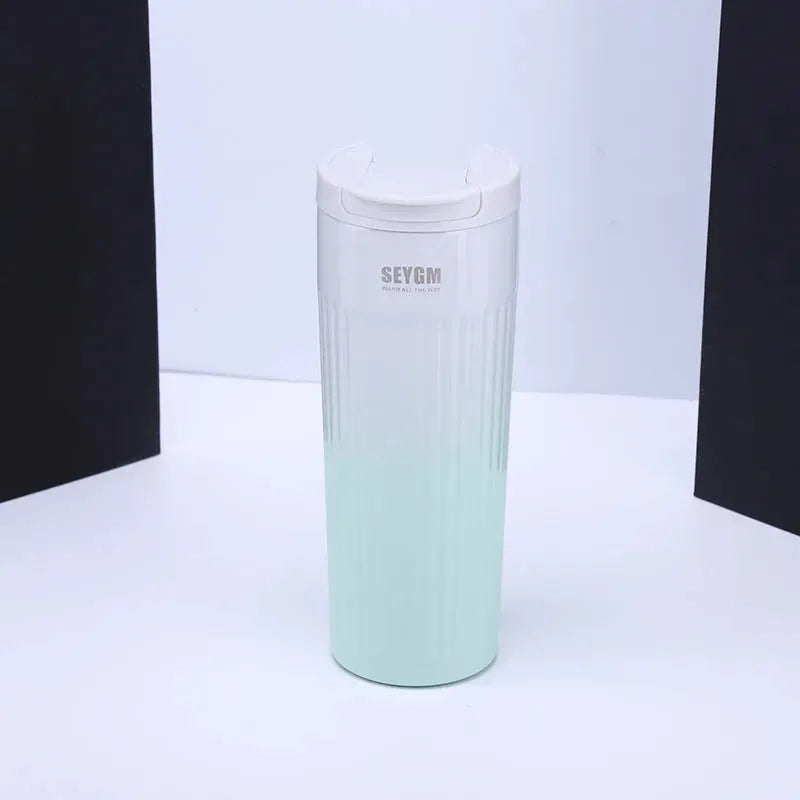 Gradient Striped Stainless Steel Flip Coffee Cup - Bellarte Enchanté Gradient Striped Stainless Steel Flip Coffee Cup