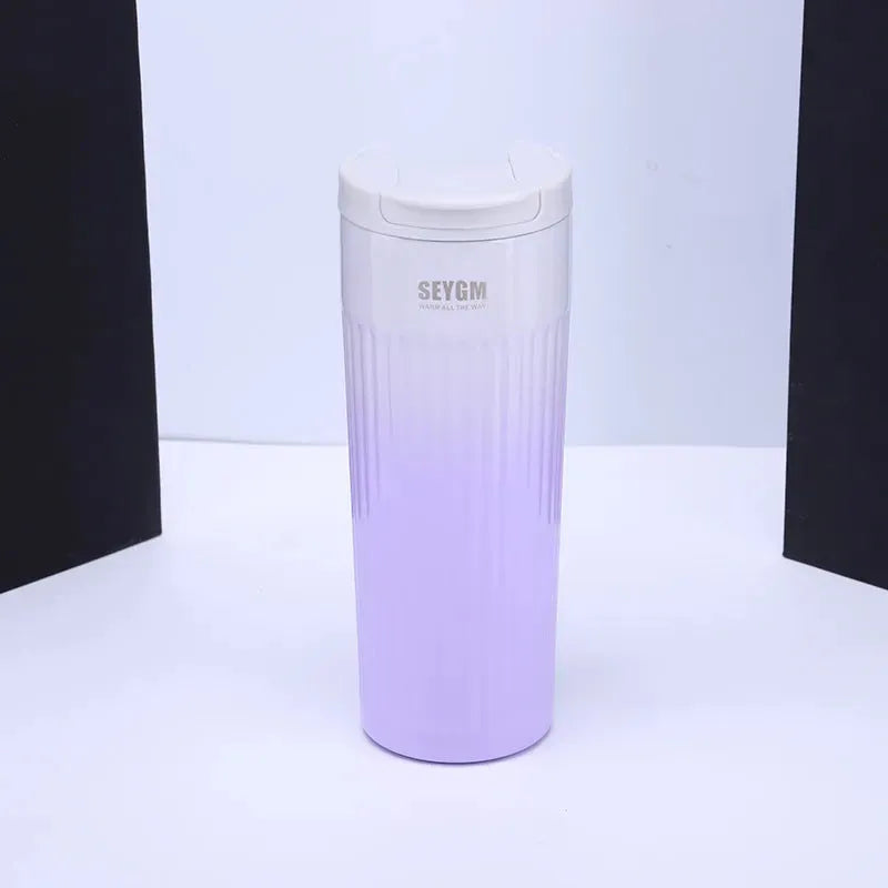 Gradient Striped Stainless Steel Flip Coffee Cup - Bellarte Enchanté Gradient Striped Stainless Steel Flip Coffee Cup