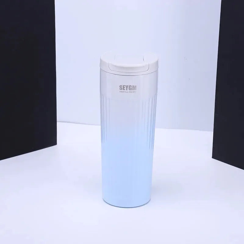 Gradient Striped Stainless Steel Flip Coffee Cup - Bellarte Enchanté Gradient Striped Stainless Steel Flip Coffee Cup