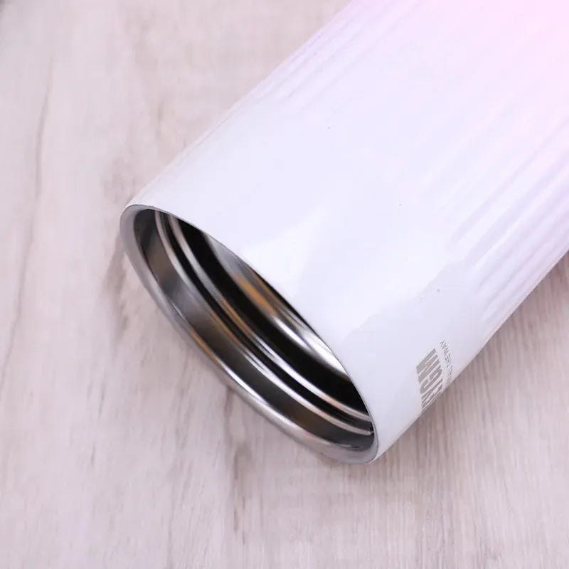 Gradient Striped Stainless Steel Flip Coffee Cup - Bellarte Enchanté Gradient Striped Stainless Steel Flip Coffee Cup