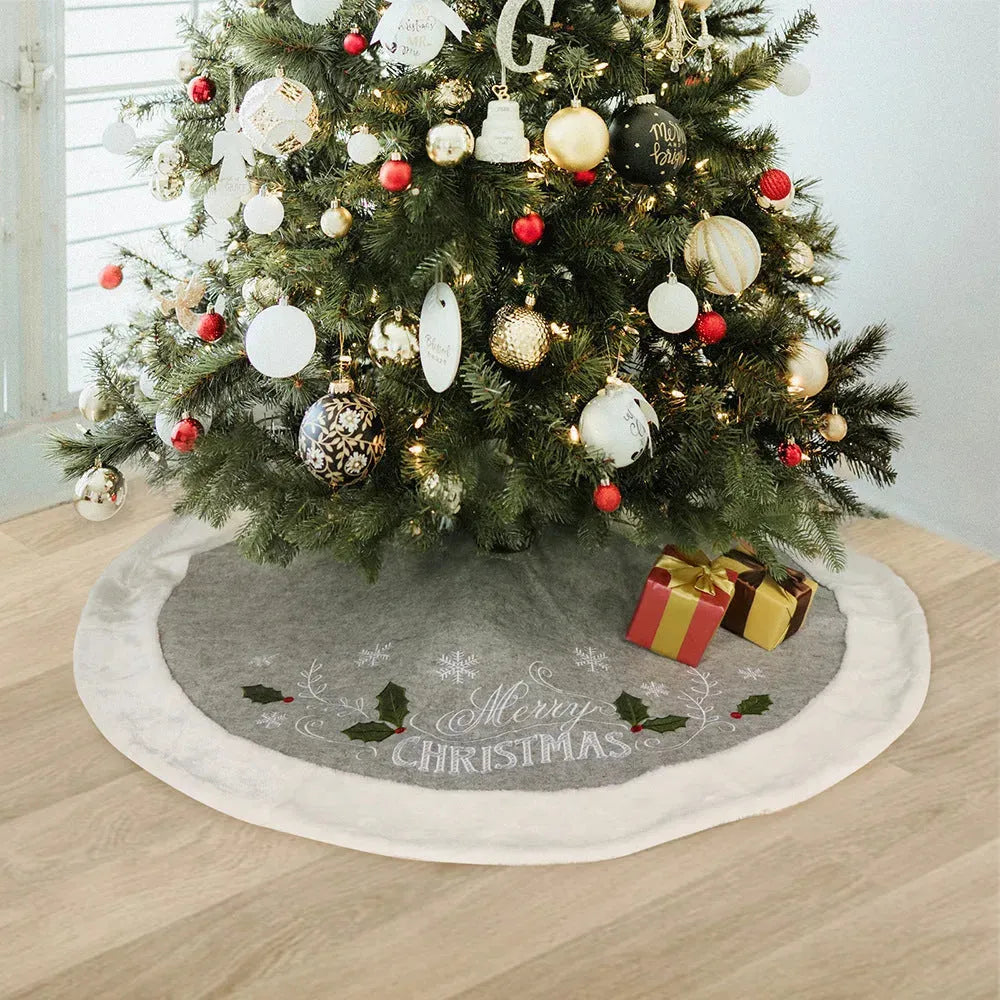Gray Christmas-tree Skirt Decorative Supplies - Bellarte Enchanté Gray Christmas-tree Skirt Decorative Supplies