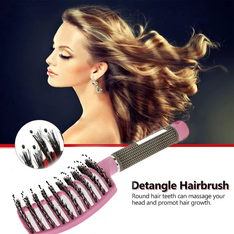Hairbrush Haarborstel Women Detangler Hair Brush Bristle Nylon Scalp Massage Teaser Hair Brush Comb - Bellarte Enchanté Hairbrush Haarborstel Women Detangler Hair Brush Bristle Nylon Scalp Massage Teaser Hair Brush Comb
