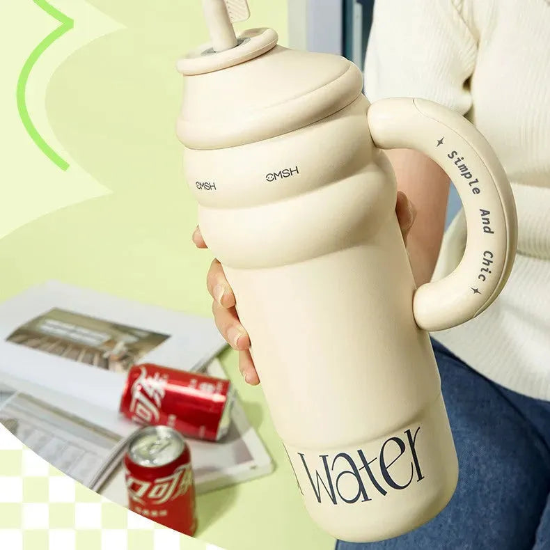 Handle Stainless Steel Vacuum Cup Large Capacity Portable - Bellarte Enchanté Handle Stainless Steel Vacuum Cup Large Capacity Portable