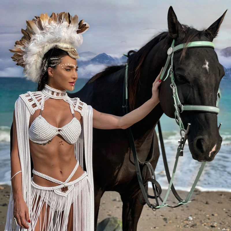 Handmade Cotton Rope Woven Tassels Suit - Bellarte Enchanté Handmade Cotton Rope Woven Tassels Suit