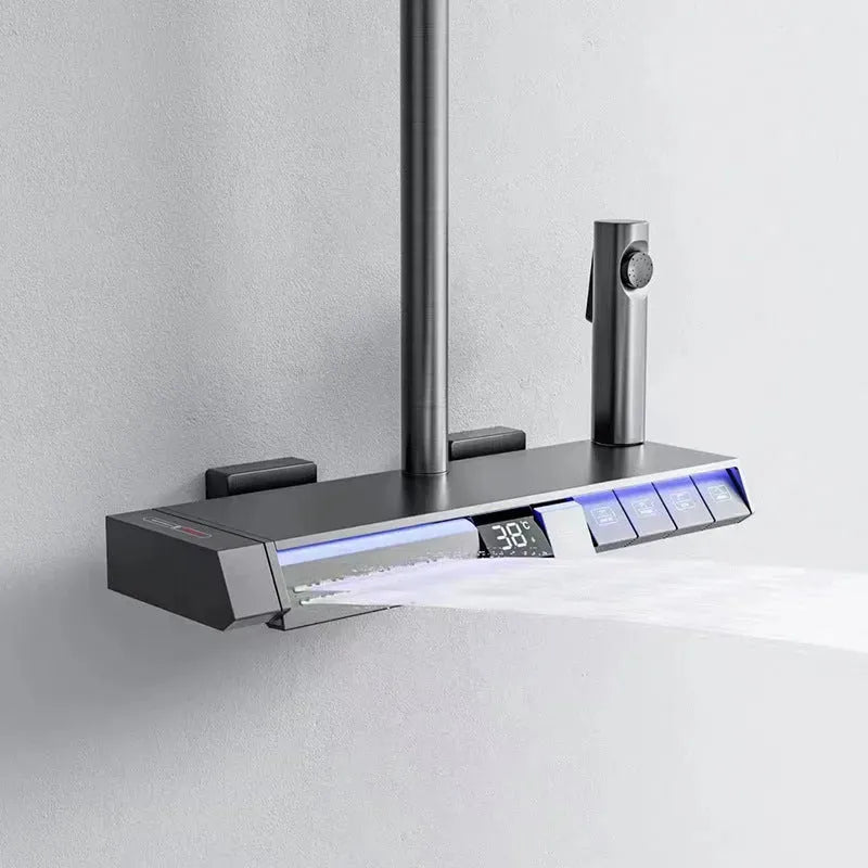 High Bathroom Shower Set with Thermostat Digital Display - Bellarte Enchanté High Bathroom Shower Set with Thermostat Digital Display