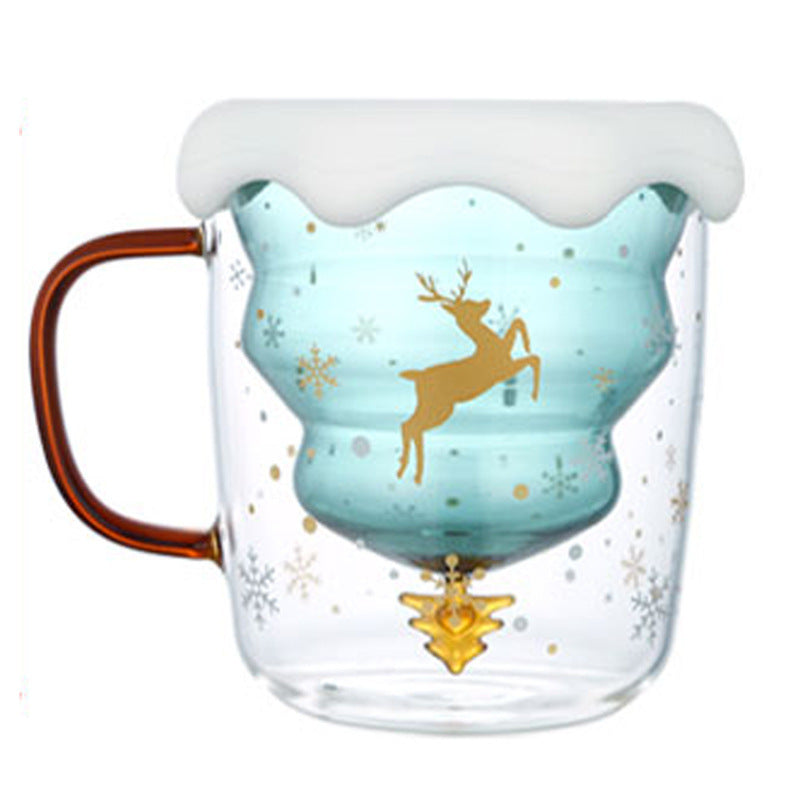 High Borosilicate Christmas Tree Double Glass Water Cup - Bellarte Enchanté High Borosilicate Christmas Tree Double Glass Water Cup