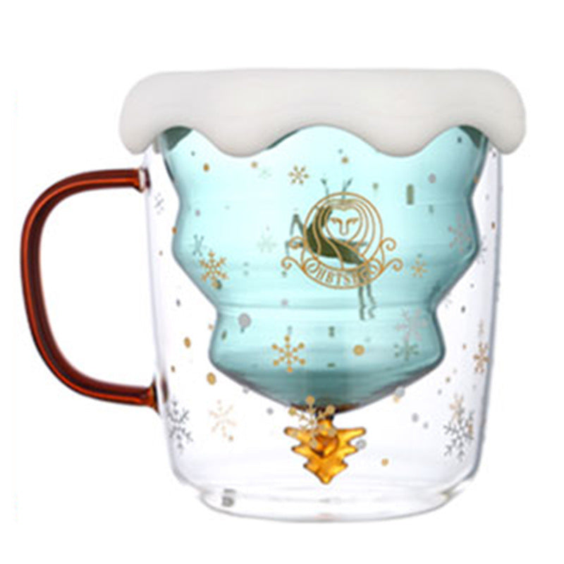 High Borosilicate Christmas Tree Double Glass Water Cup - Bellarte Enchanté High Borosilicate Christmas Tree Double Glass Water Cup