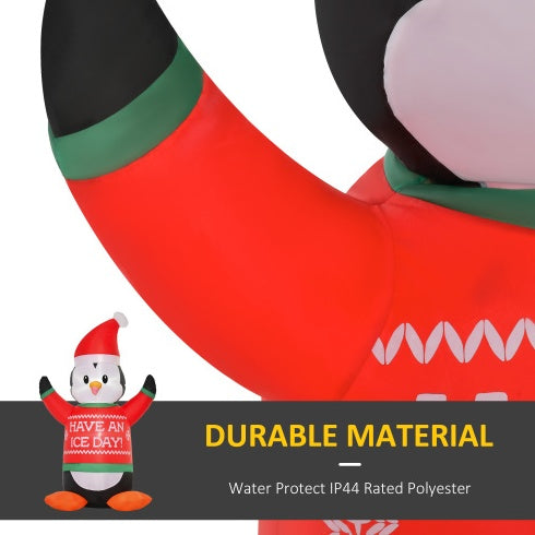 HOMCOM 6ft Christmas Inflatables Outdoor Decorations Penguin Wearing Christmas Sweater, Blow-Up Yard Christmas Decor With LED Lights Display - Bellarte Enchanté HOMCOM 6ft Christmas Inflatables Outdoor Decorations Penguin Wearing Christmas Sweater, Blow-Up Yard Christmas Decor With LED Lights Display