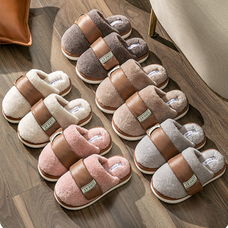 Hook Furry Slippers For Women Autumn And Winter Indoor Home Slipper Plus Velvet Warm Couple Bedroom Cotton Shoes - Bellarte Enchanté Hook Furry Slippers For Women Autumn And Winter Indoor Home Slipper Plus Velvet Warm Couple Bedroom Cotton Shoes