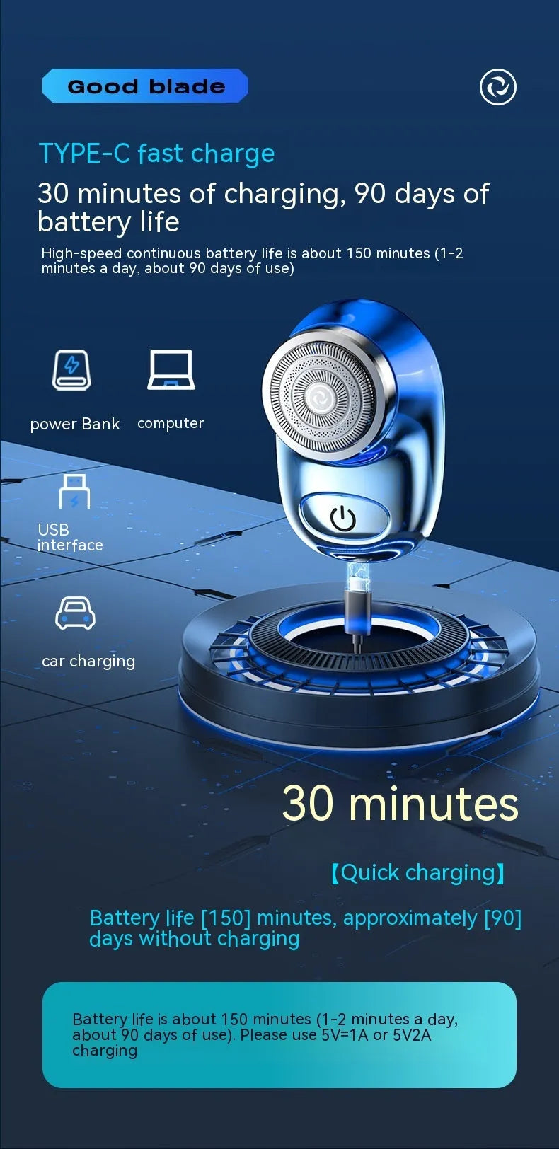 Household Mini Electric Shaver Travel Portable Rechargeable Shaver - Bellarte Enchanté Household Mini Electric Shaver Travel Portable Rechargeable Shaver
