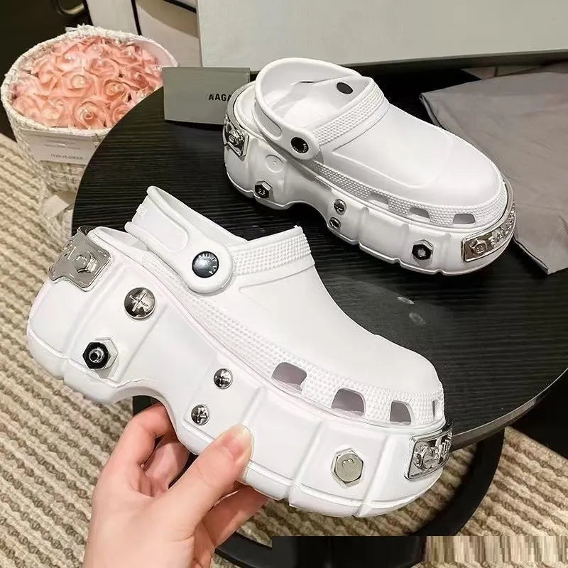 Ins Closed Toe Hole Shoes Platform Height Increasing Sandals - Bellarte Enchanté Ins Closed Toe Hole Shoes Platform Height Increasing Sandals