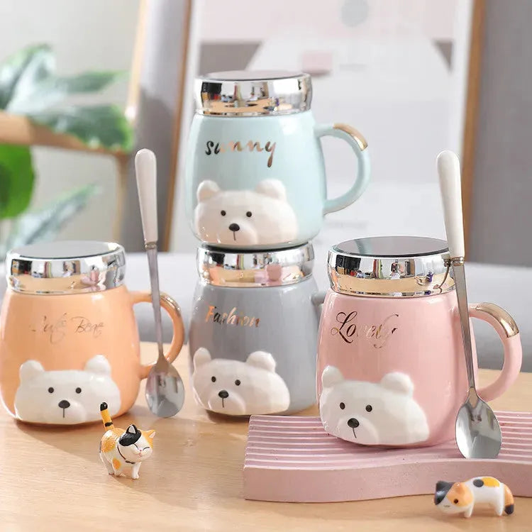 Ins Style Ceramic Couple Mug With Lid Office - Bellarte Enchanté Ins Style Ceramic Couple Mug With Lid Office