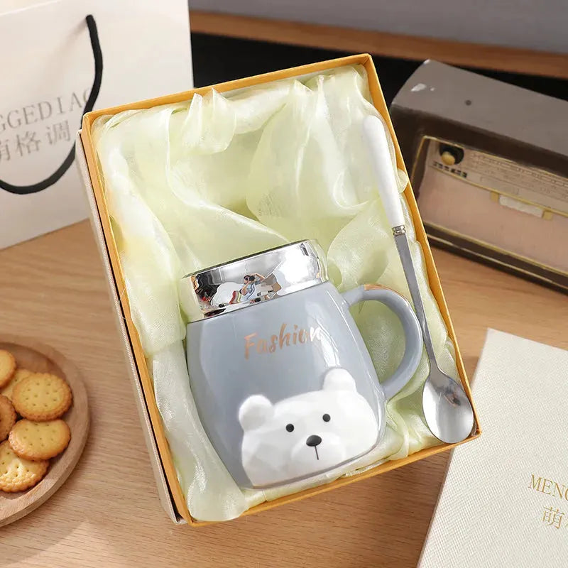 Ins Style Ceramic Couple Mug With Lid Office - Bellarte Enchanté Ins Style Ceramic Couple Mug With Lid Office