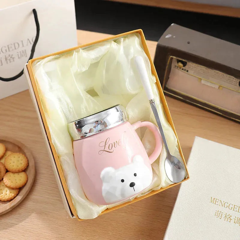 Ins Style Ceramic Couple Mug With Lid Office - Bellarte Enchanté Ins Style Ceramic Couple Mug With Lid Office