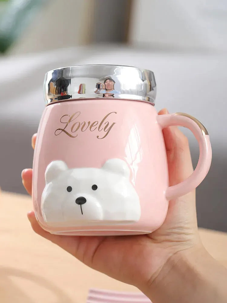 Ins Style Ceramic Couple Mug With Lid Office - Bellarte Enchanté Ins Style Ceramic Couple Mug With Lid Office