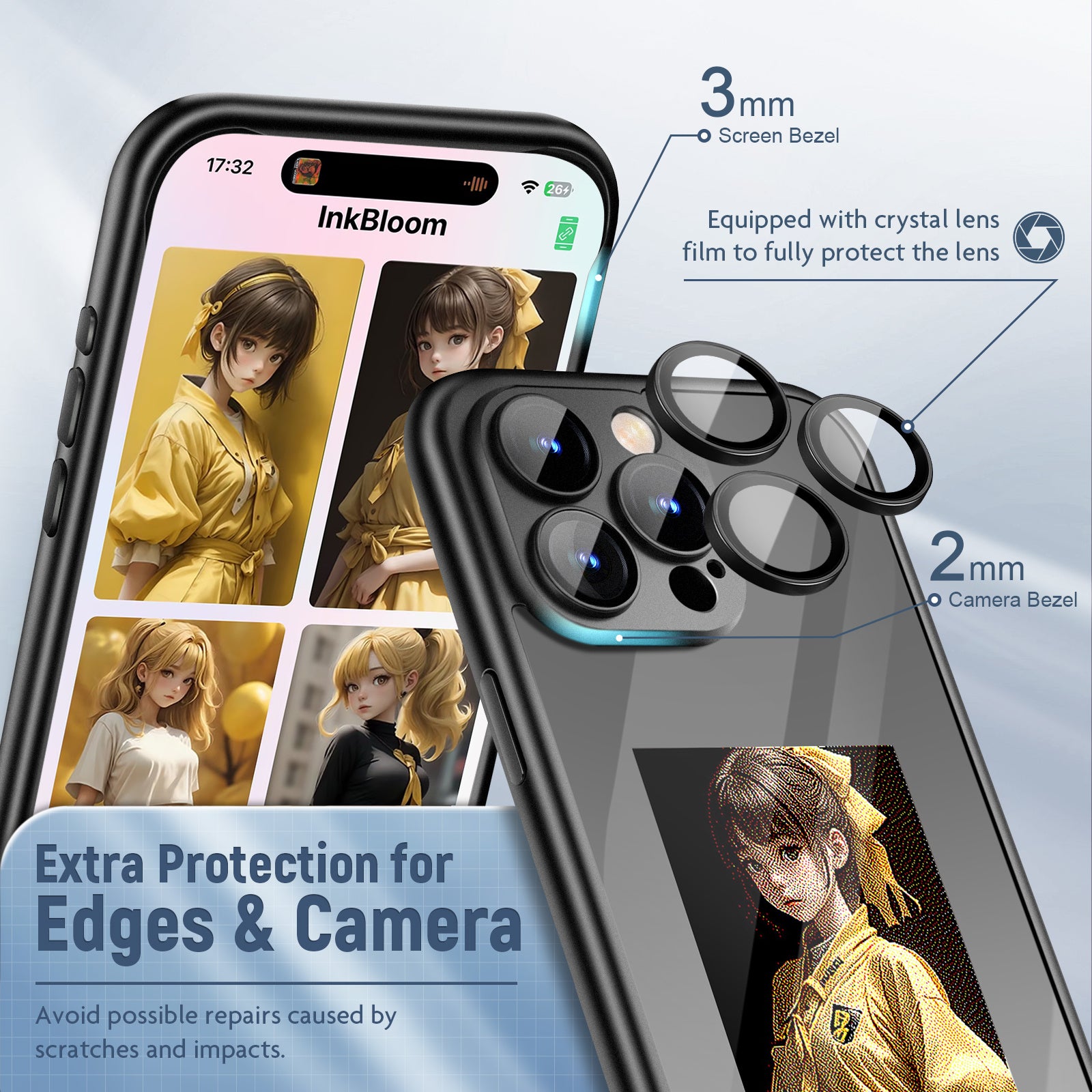 IPhone15 PRO PROMAX NFC Ink Screen Flip Phone Case Smart Creative DIY Custom - Bellarte Enchanté IPhone15 PRO PROMAX NFC Ink Screen Flip Phone Case Smart Creative DIY Custom