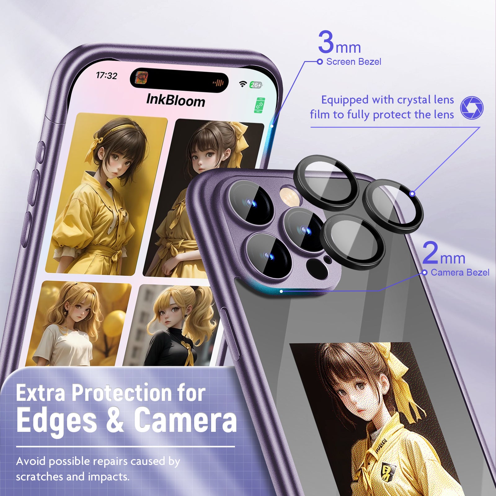IPhone15 PRO PROMAX NFC Ink Screen Flip Phone Case Smart Creative DIY Custom - Bellarte Enchanté IPhone15 PRO PROMAX NFC Ink Screen Flip Phone Case Smart Creative DIY Custom
