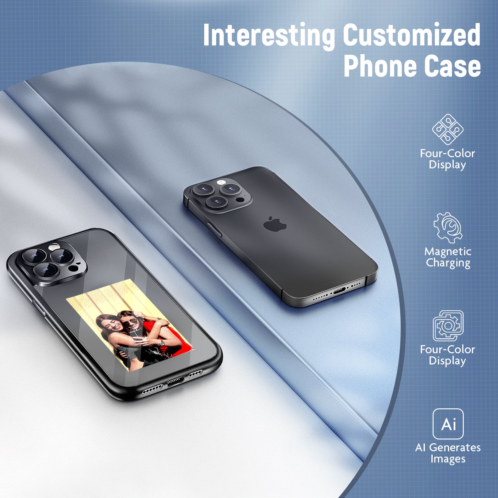 IPhone15 PRO PROMAX NFC Ink Screen Flip Phone Case Smart Creative DIY Custom - Bellarte Enchanté IPhone15 PRO PROMAX NFC Ink Screen Flip Phone Case Smart Creative DIY Custom