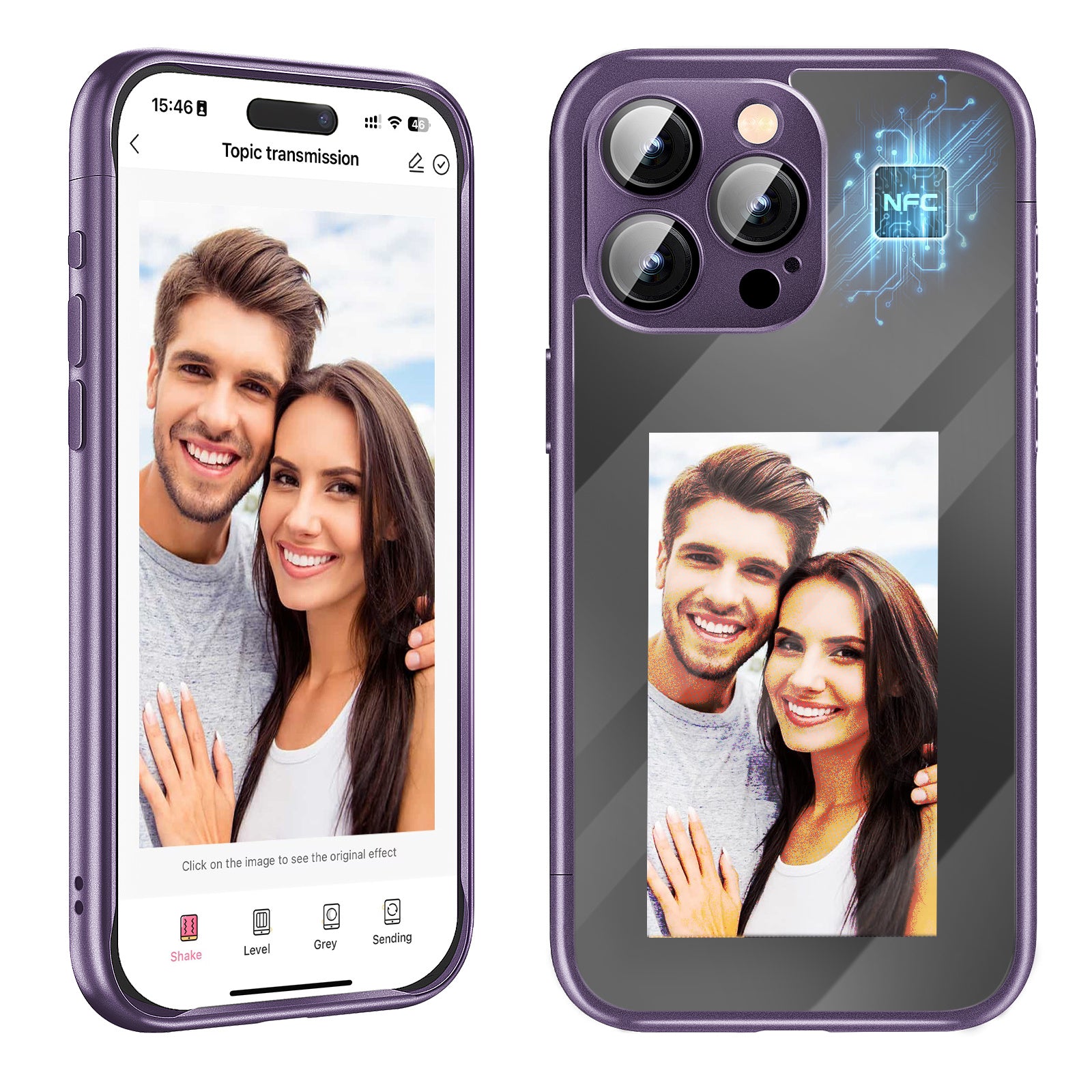 IPhone15 PRO PROMAX NFC Ink Screen Flip Phone Case Smart Creative DIY Custom - Bellarte Enchanté IPhone15 PRO PROMAX NFC Ink Screen Flip Phone Case Smart Creative DIY Custom