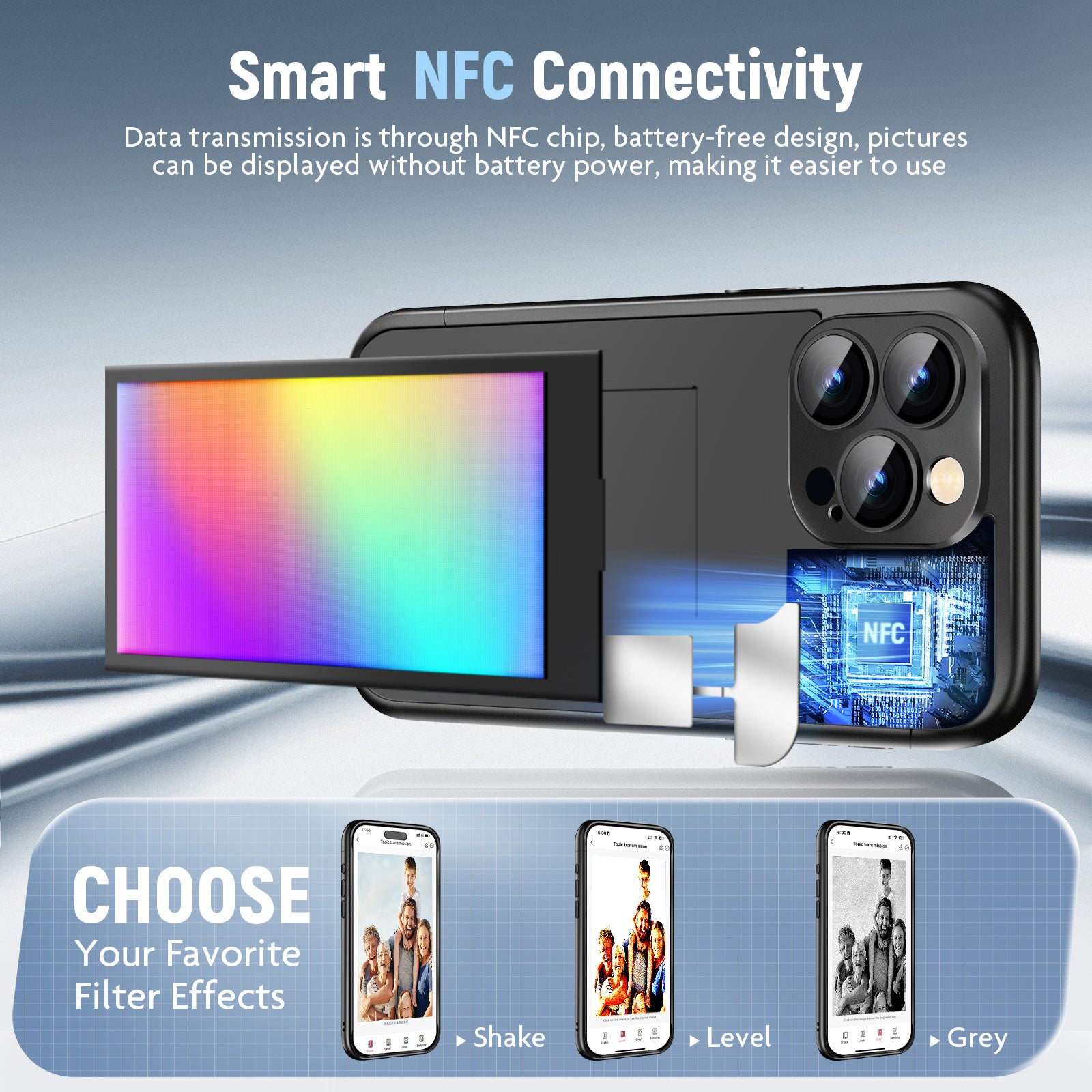 IPhone15 PRO PROMAX NFC Ink Screen Flip Phone Case Smart Creative DIY Custom - Bellarte Enchanté IPhone15 PRO PROMAX NFC Ink Screen Flip Phone Case Smart Creative DIY Custom