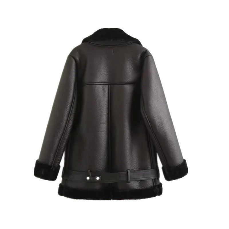 Jacket Tops Women's Trendy Belt PU Leather Jacket - Bellarte Enchanté Jacket Tops Women's Trendy Belt PU Leather Jacket