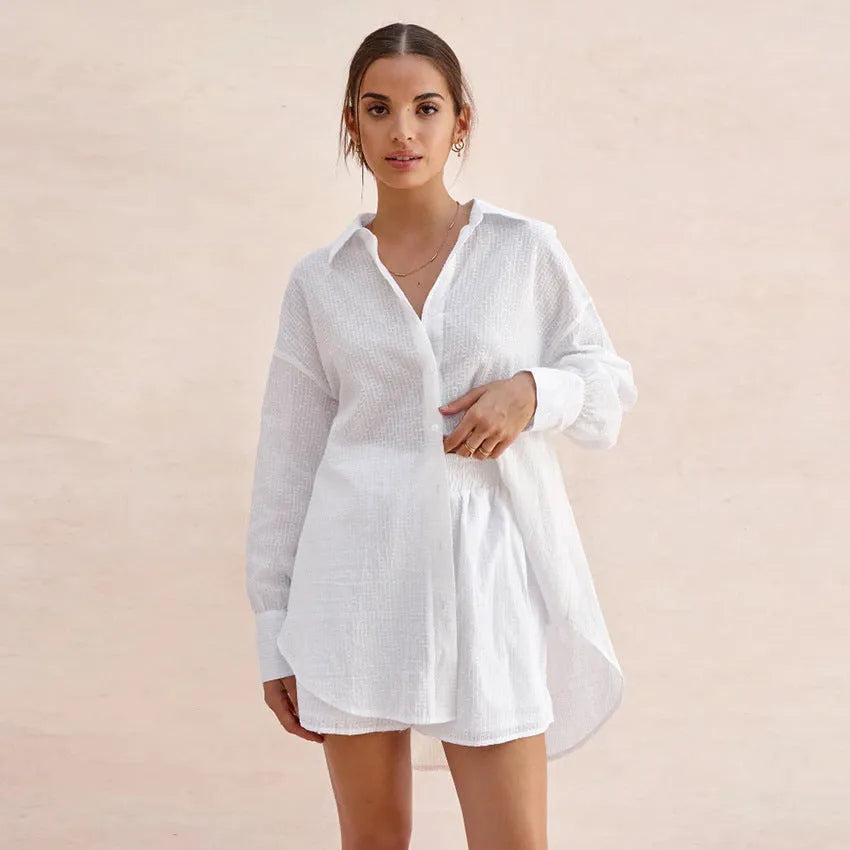 Jacquard Shirt Shorts Suit Women's Loose - Bellarte Enchanté Jacquard Shirt Shorts Suit Women's Loose