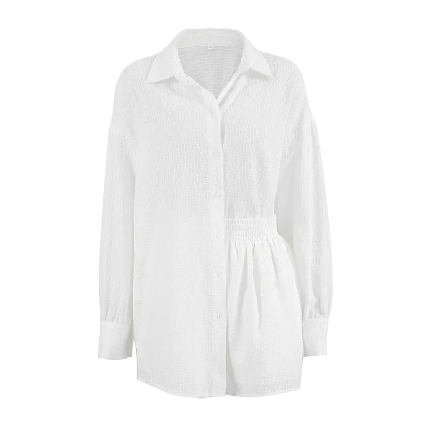 Jacquard Shirt Shorts Suit Women's Loose - Bellarte Enchanté Jacquard Shirt Shorts Suit Women's Loose
