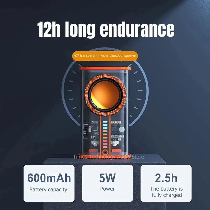 K07 Transparent Mecha Wireless Bluetooth Speaker - Bellarte Enchanté K07 Transparent Mecha Wireless Bluetooth Speaker