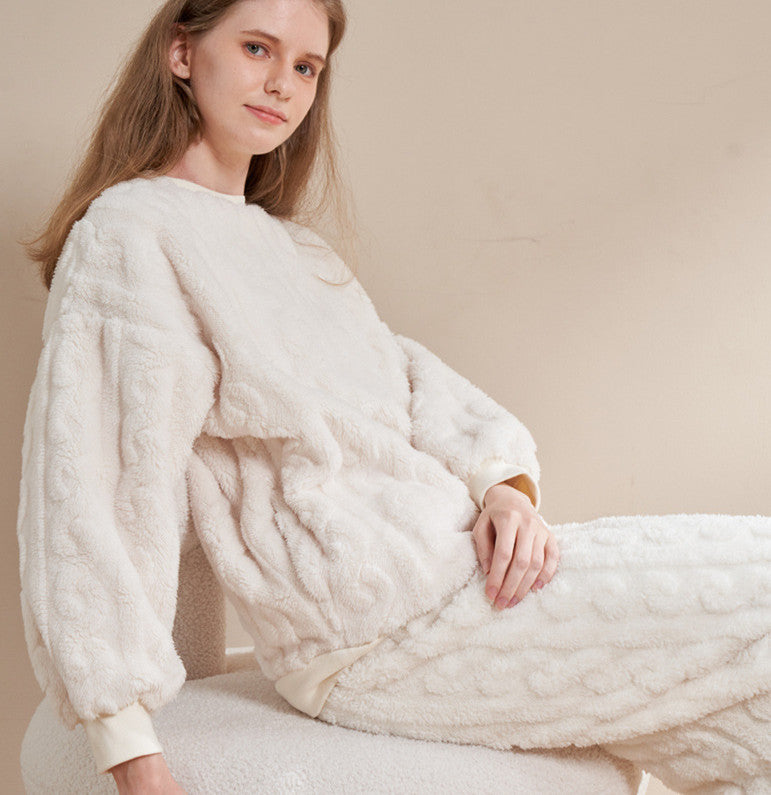 Keep Warm Thickened Flannel Housewear Fashion Suit - Bellarte Enchanté Keep Warm Thickened Flannel Housewear Fashion Suit