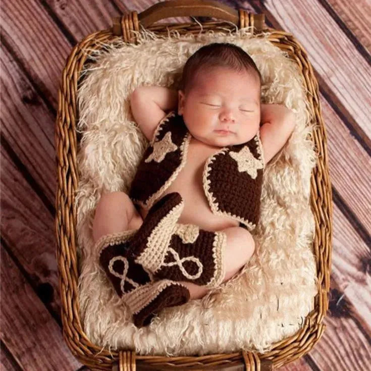 Knitted Baby Photo Suit With Woolen - Bellarte Enchanté Knitted Baby Photo Suit With Woolen